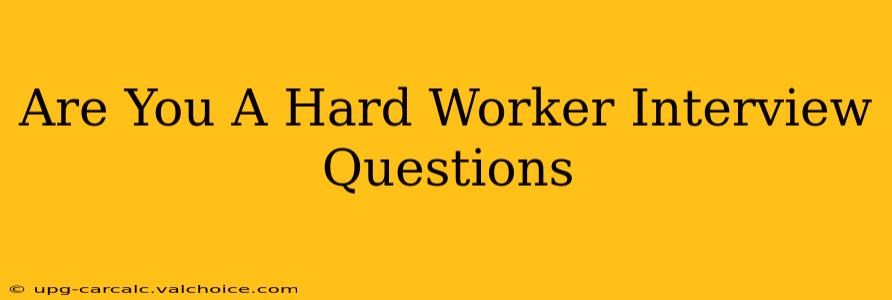 Are You A Hard Worker Interview Questions