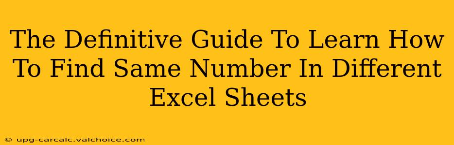 The Definitive Guide To Learn How To Find Same Number In Different Excel Sheets